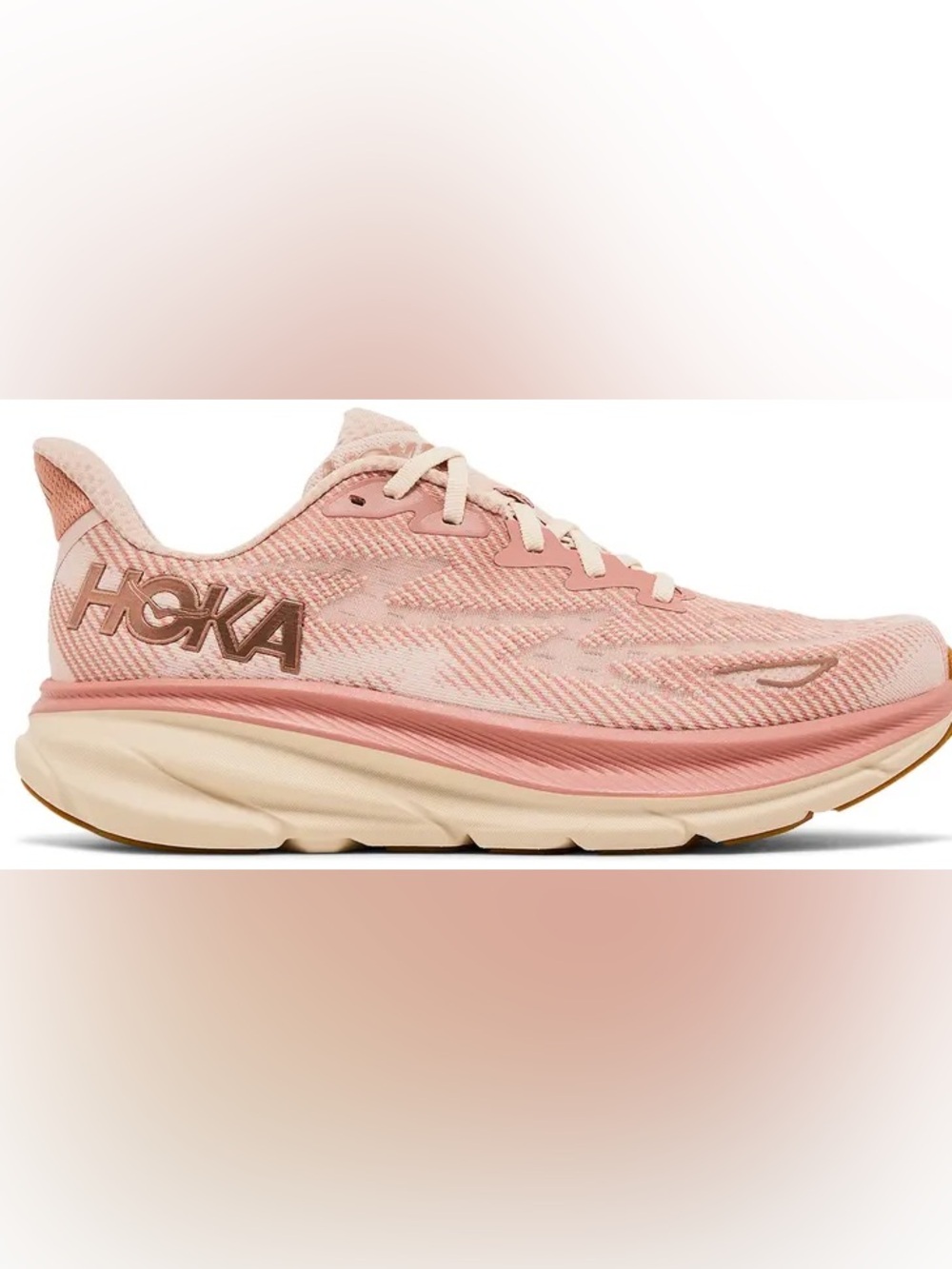 Hoka Clifton 9 shoes in sandstone cream - Picture 2 of 10